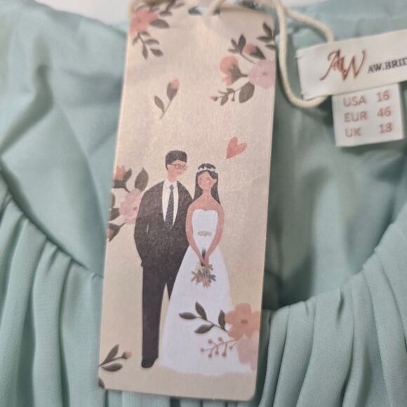 AW BRIDAL 16 2X plus sage green Dorian wedding formal party maxi dress NEW B135 - Picture 9 of 10